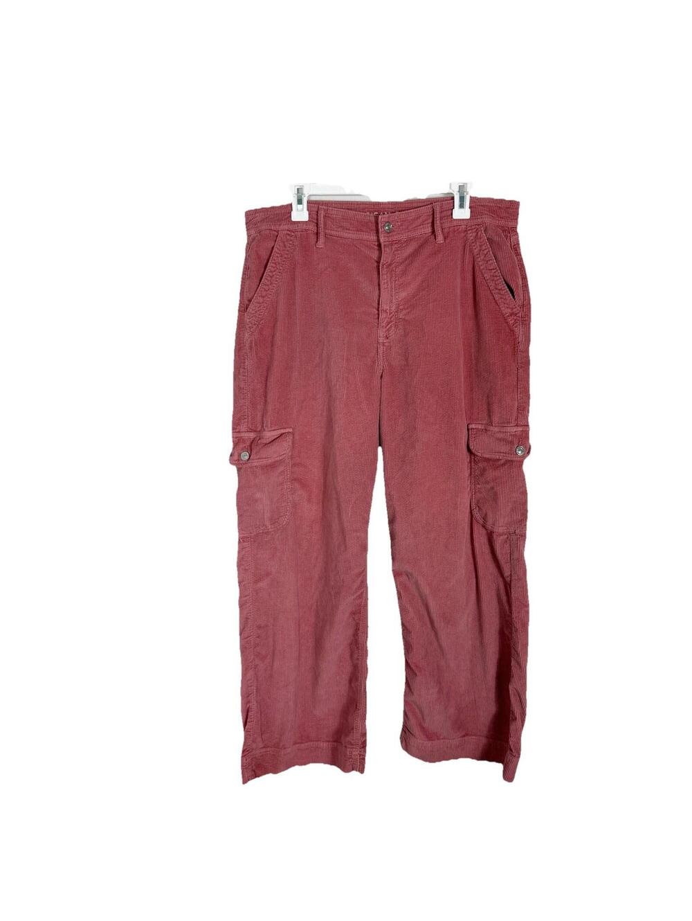 American Eagle Super High Rise Baggy Wide Leg Cargo Pants Corduroy Womens 16